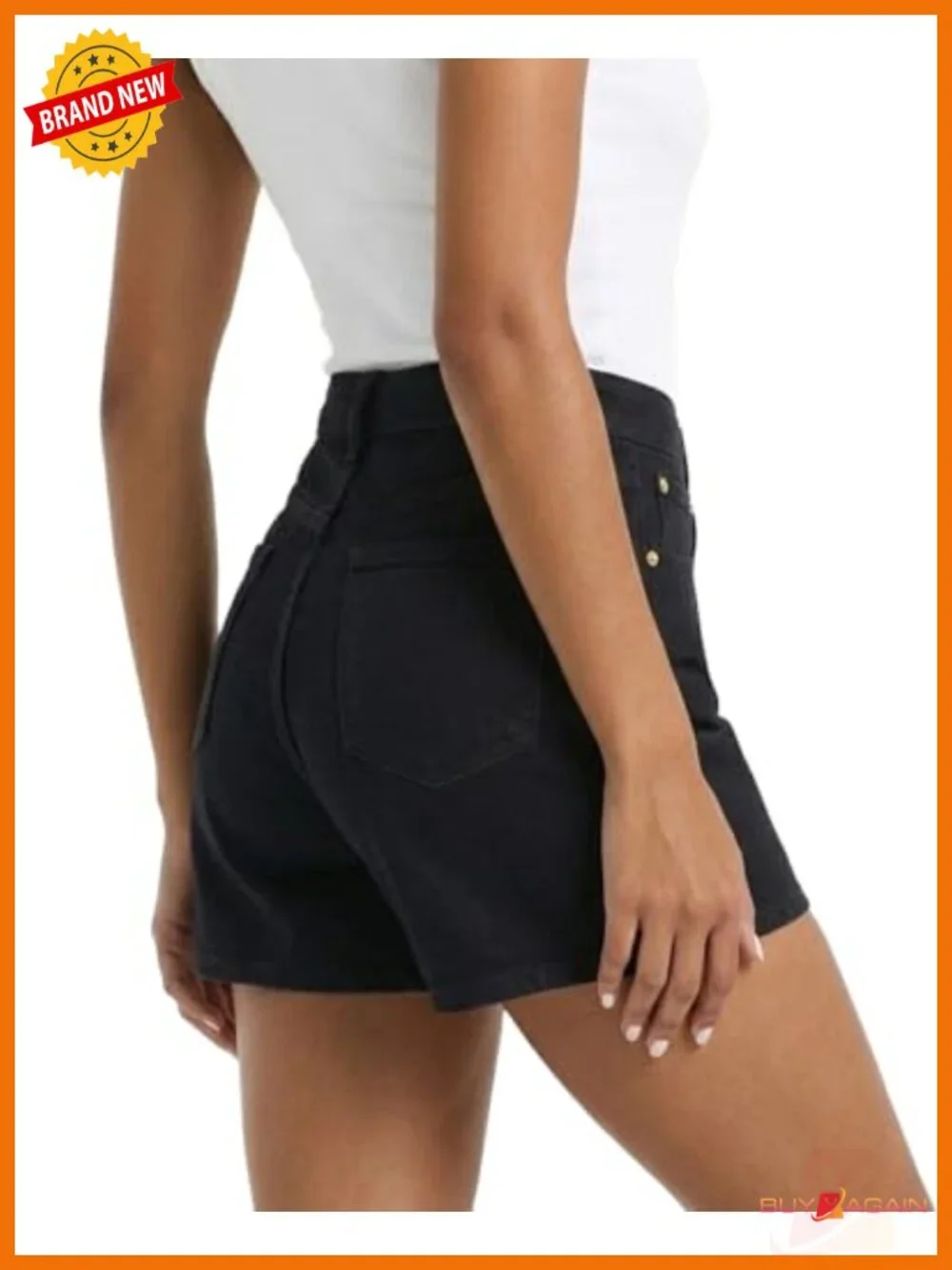 2-Pack Stretch Denim Jean Shorts High Waist Baggy Casual